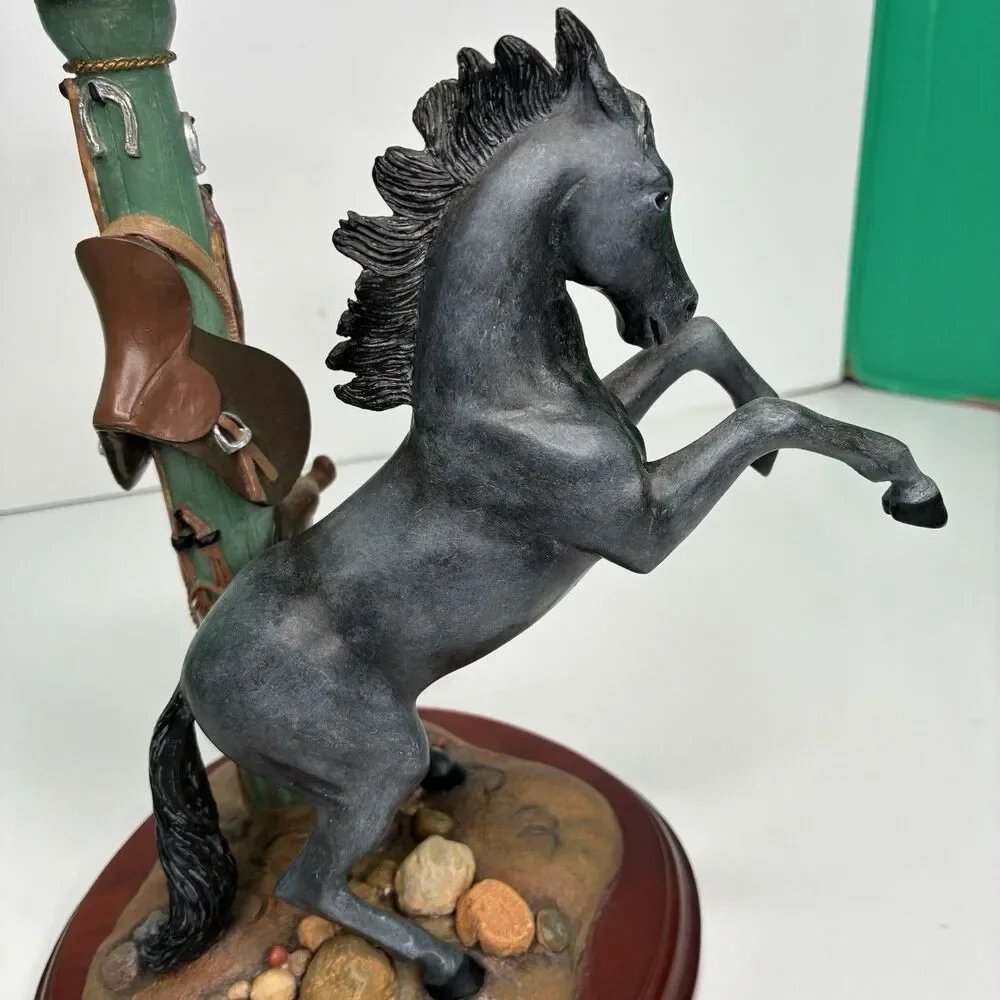 Danbury Mint Noble Black Stallion Candlestick Holder By Gianni Benveuti